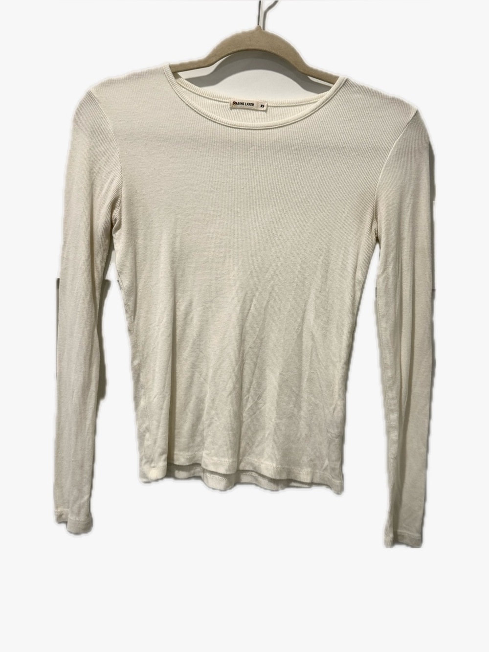 Marine Layer Ribbed Long Sleeve Tee in Cream